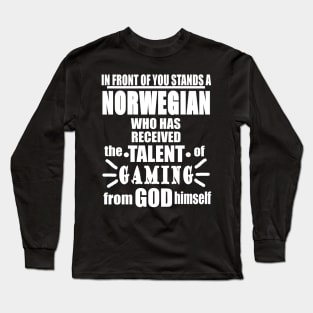 Norwegian Gaming Gamble Scandinavia Video Games Long Sleeve T-Shirt